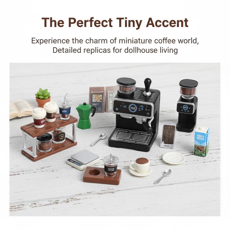 Kids Toys Kitchen Set - 1:12 인형 집 미니어처 커피 머신