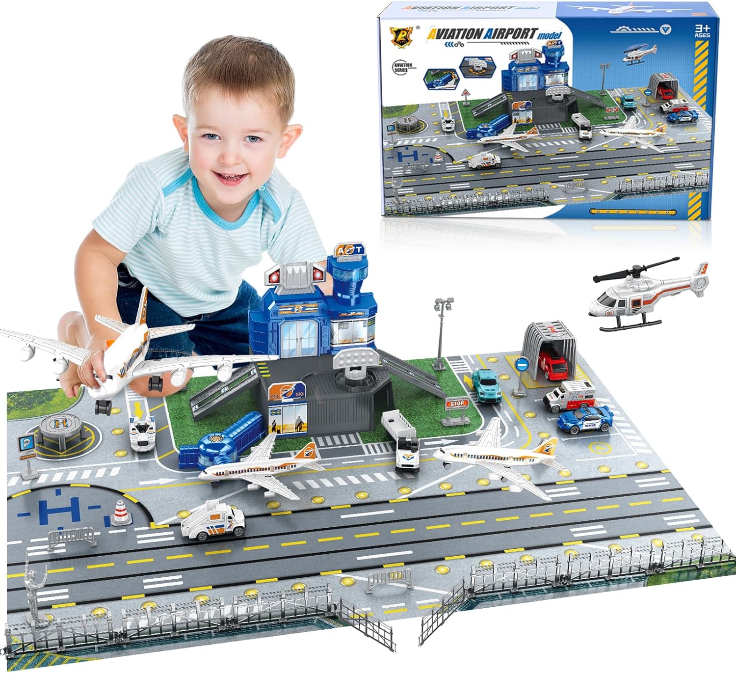 자동차, 헬리콥터, 비행기, 타워, 공항 놀이 매트,  - Kids Toys Xmas 리뷰 및 가격