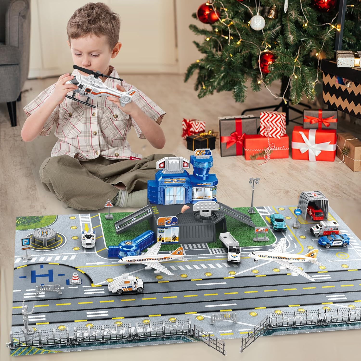 자동차, 헬리콥터, 비행기, 타워, 공항 놀이 매트,  - Kids Toys Xmas 리뷰 및 가격