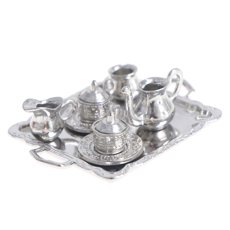 1/12 인형 집 미니어처 실버 금속 차 커피 트레이  - Kids Toys Kitchen Set 리뷰 및 가격