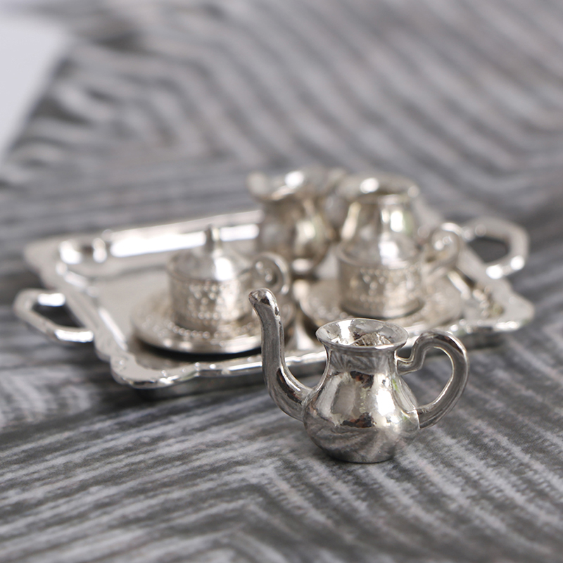 1/12 인형 집 미니어처 실버 금속 차 커피 트레이  - Kids Toys Kitchen Set 리뷰 및 가격