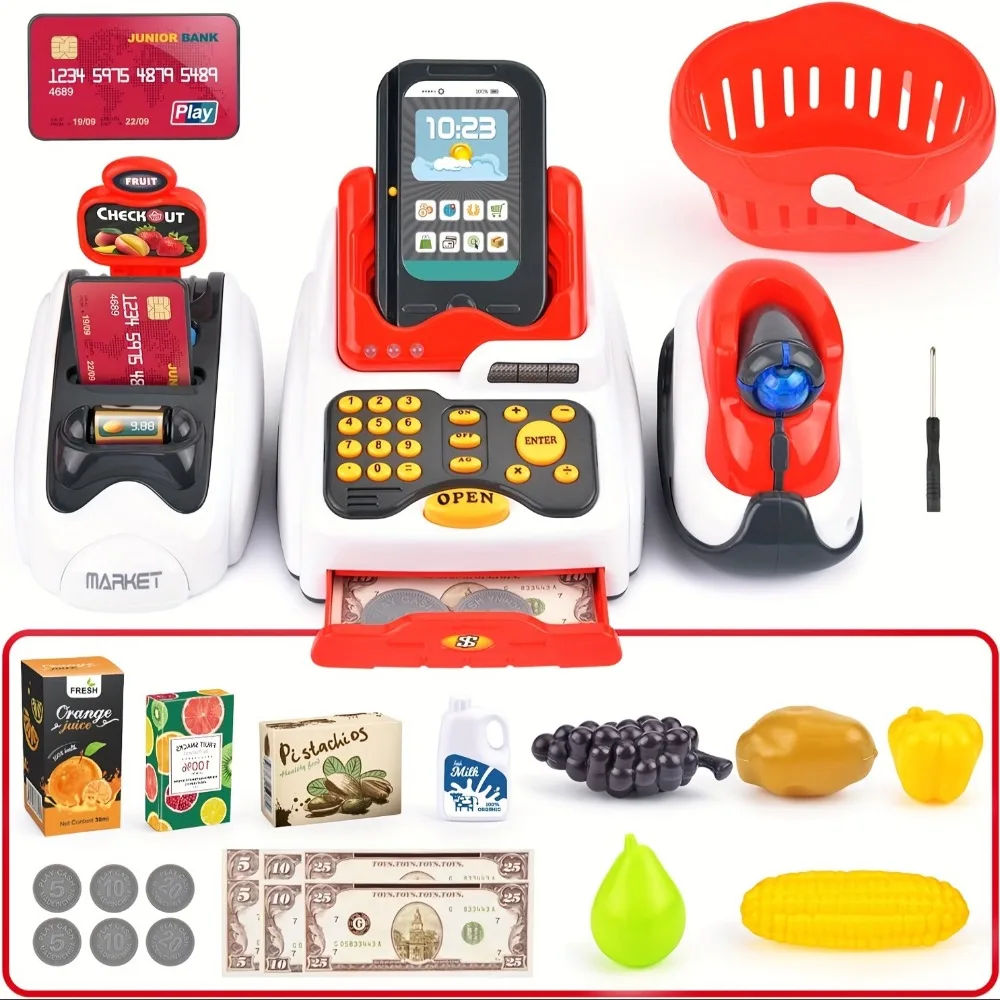 체크 아웃 스캐너 과일 카드 리더 신용 카드 기계 놀이 - Toy Cash Register 리뷰 및 가격